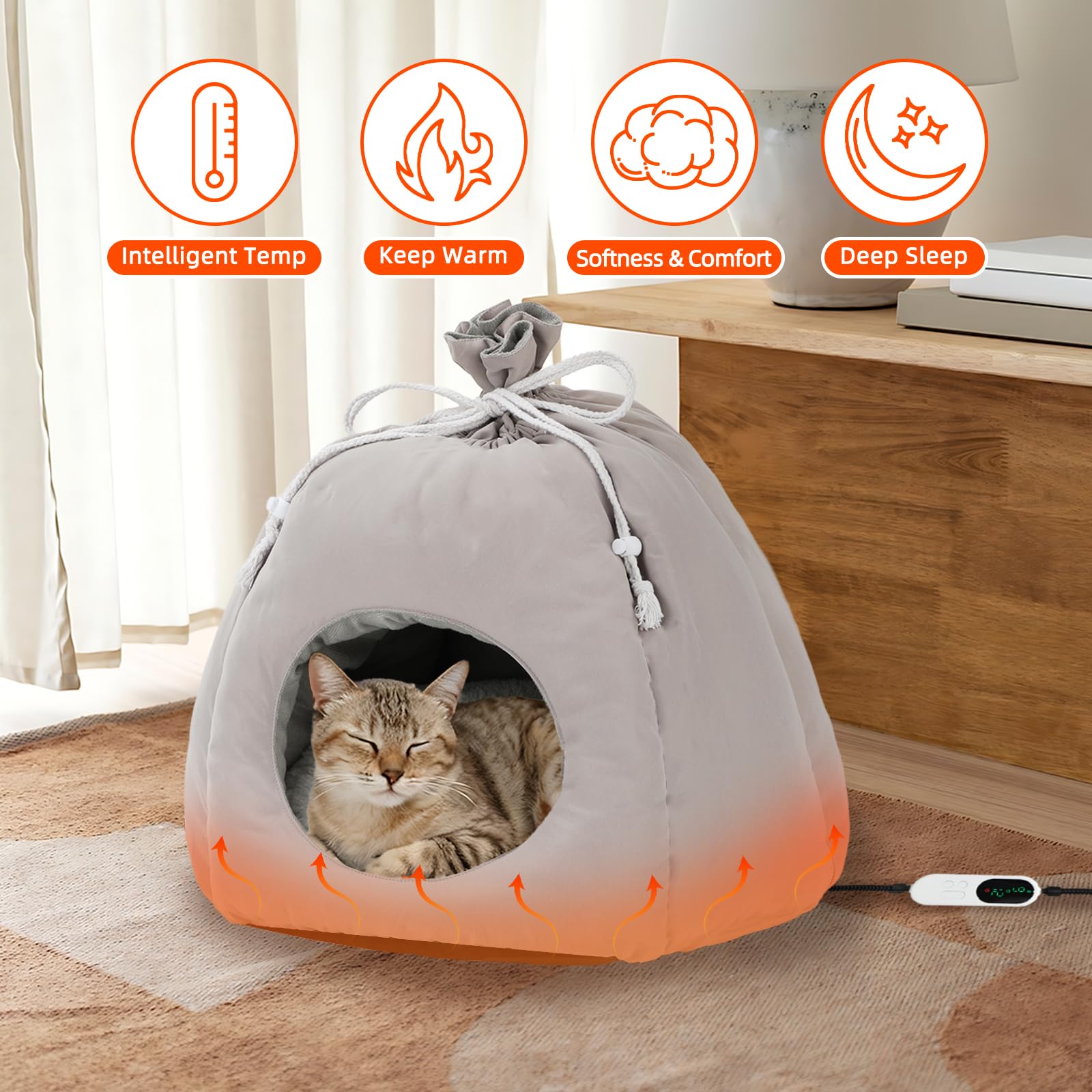 Cama FHTONGE para gatos mayores aporta confort y calor suave