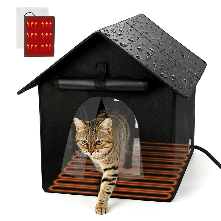 FHTONGE casa para gatos caliente exterior, refugio cálido en invierno.