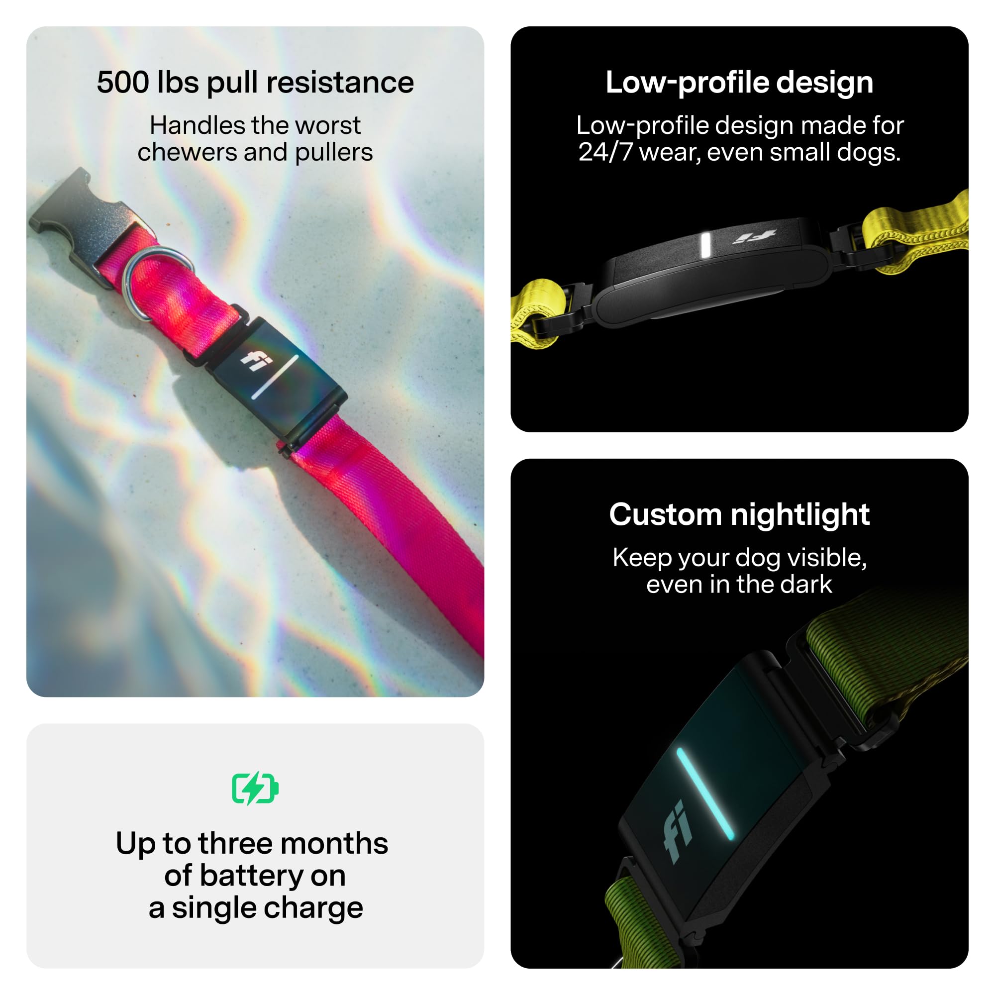 Fi Series 3+ collar rosa en talla grande para perros grandes