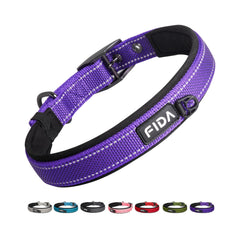Collar Fida para perros con neopreno acolchado, ideal para caminatas largas.
