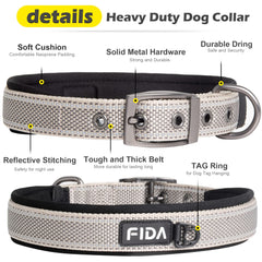 Collar Fida de nylon de 25 mm para grandes razas y ajuste cómodo.
