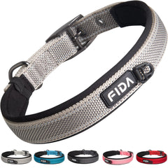 Collar Fida con acolchado de neopreno para confort en paseos y carreras.