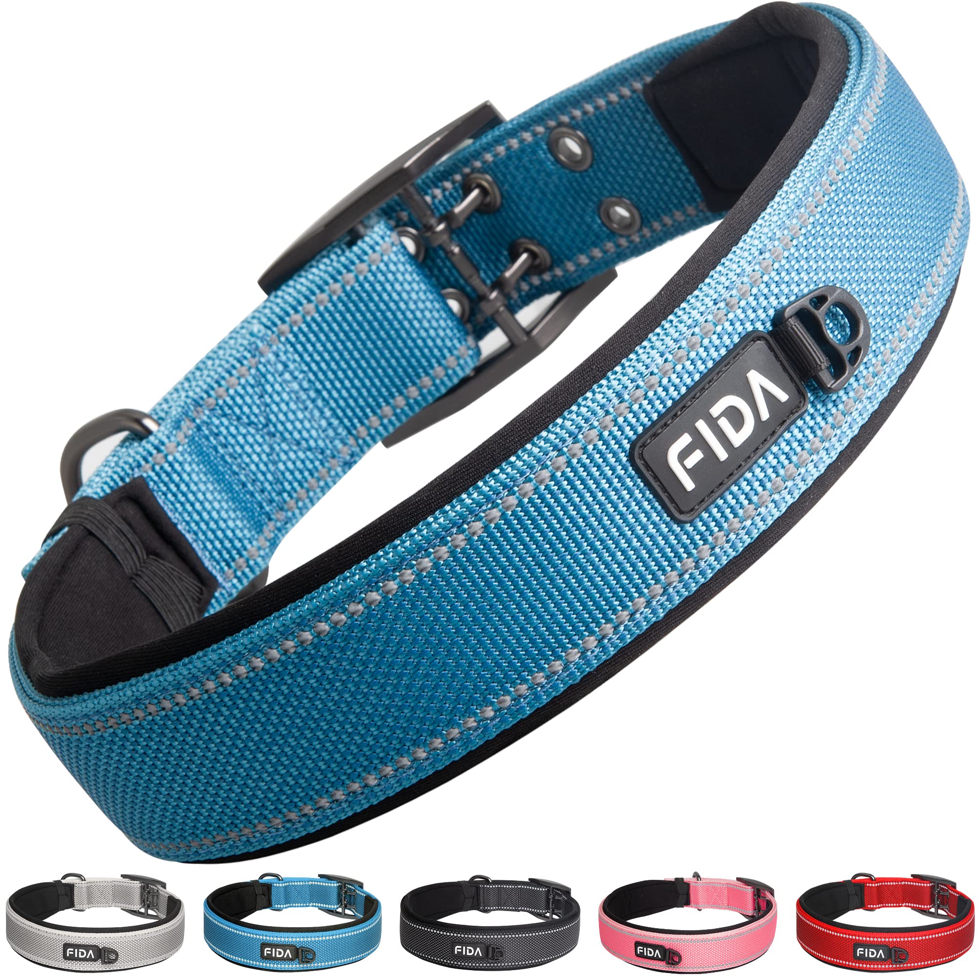 Collar Fida resistente XL azul para perros grandes, ideal para paseos diarios.