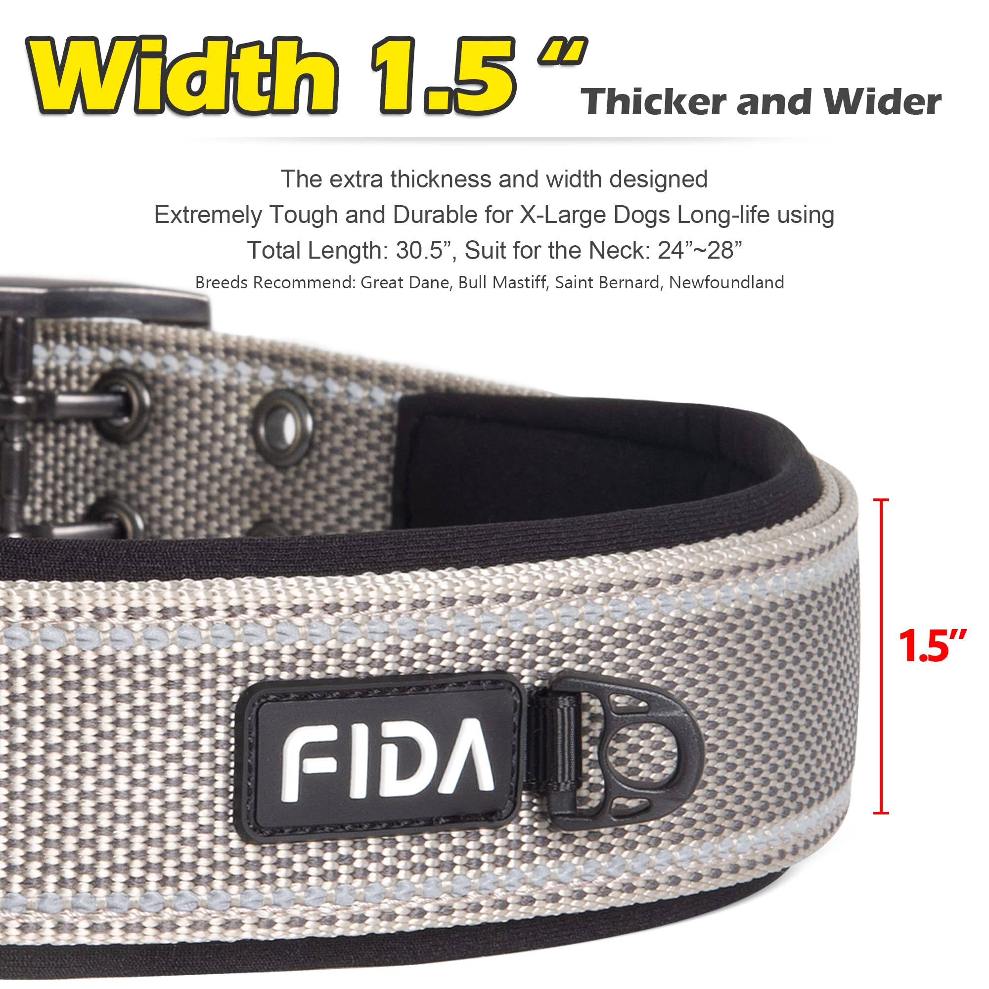 Ajuste ajustable del collar Fida XL para tallas grandes