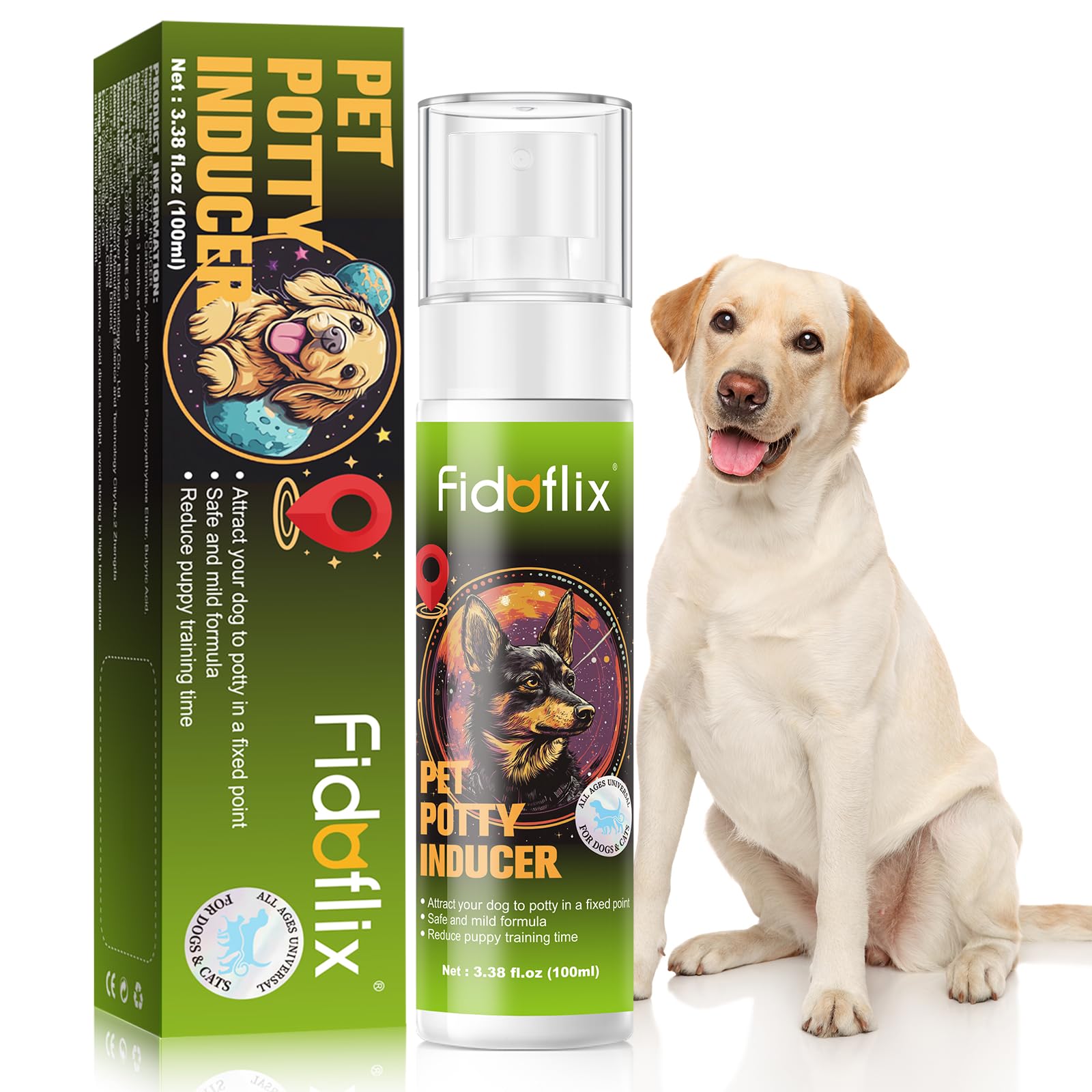FidoFlix atomizador para entrenamiento, botella de 100 ml para pipí en esterilla.