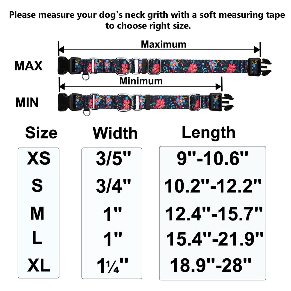 Fidohug collar martingale detalle floral, acabado suave y duradero para uso diario.