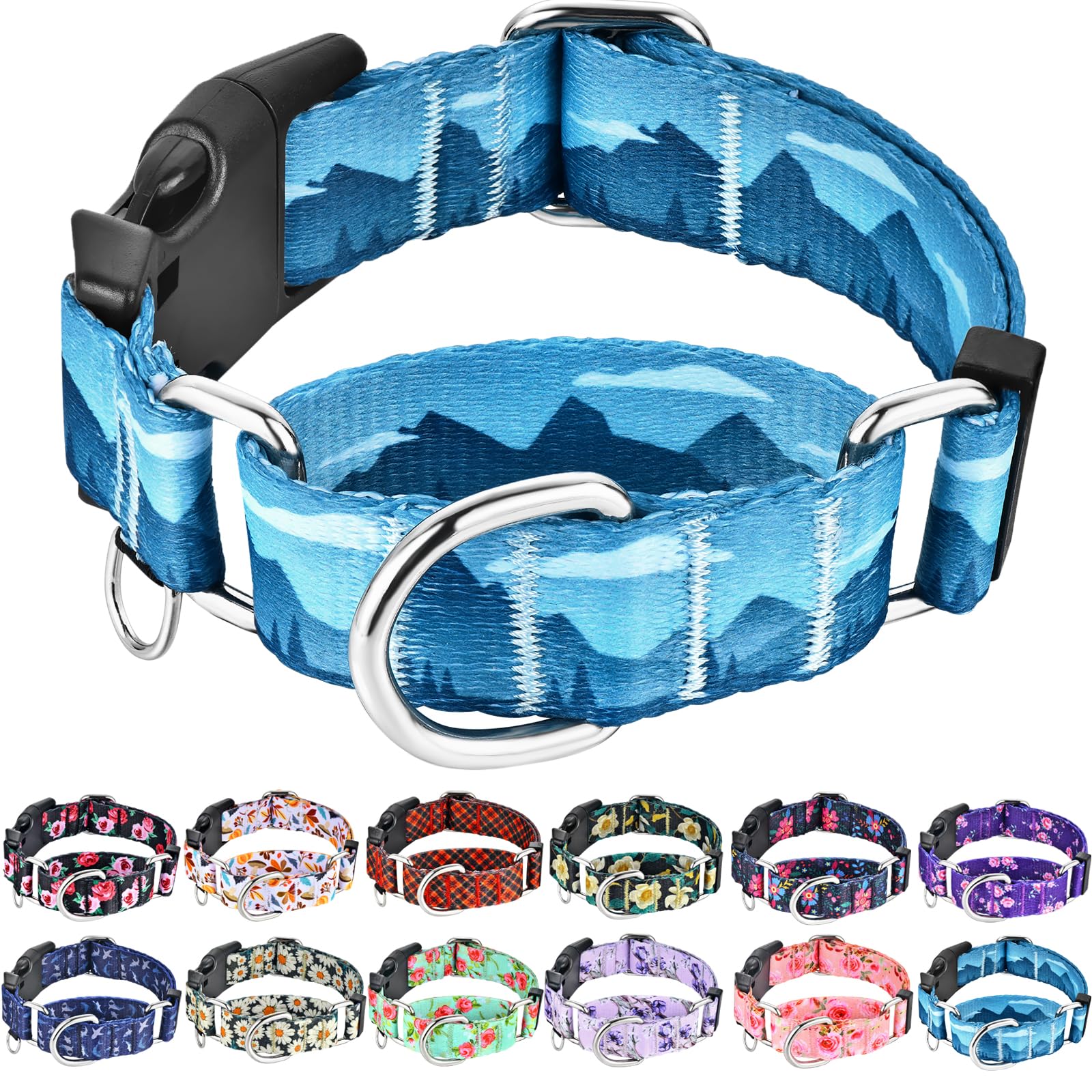 Fidohug collar martingala para perro azul atardecer, cómodo y seguro para paseos