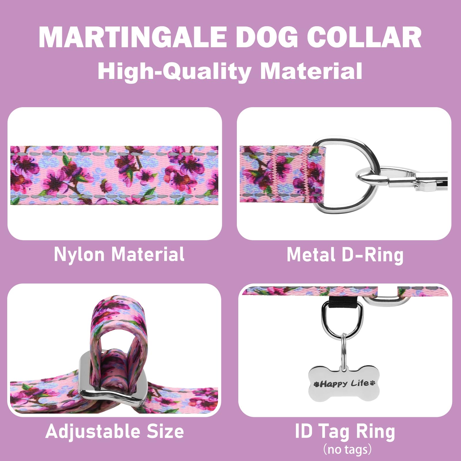 Fidohug collar martingale reflectivo, hilo brillante para alta visibilidad durante caminatas nocturnas.