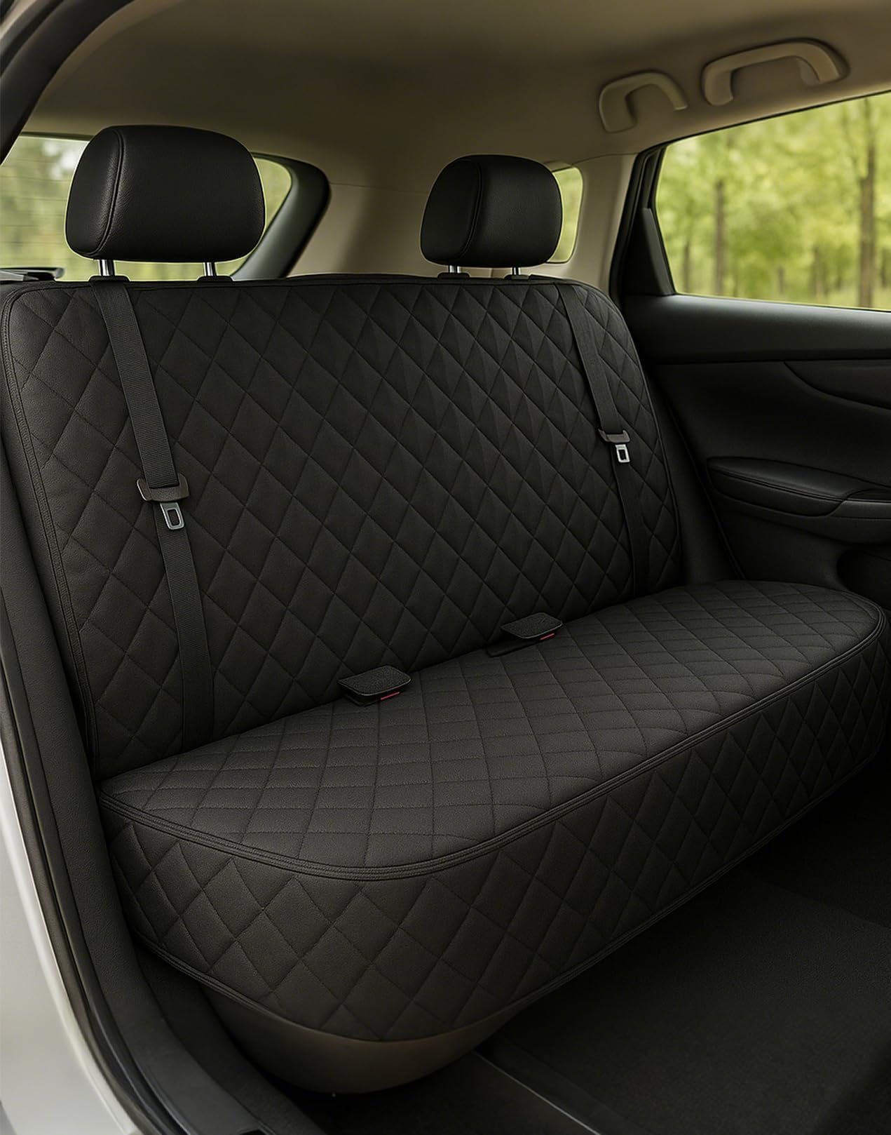 Protector de asiento trasero impermeable Fidozen protege contra derrames y pelos.