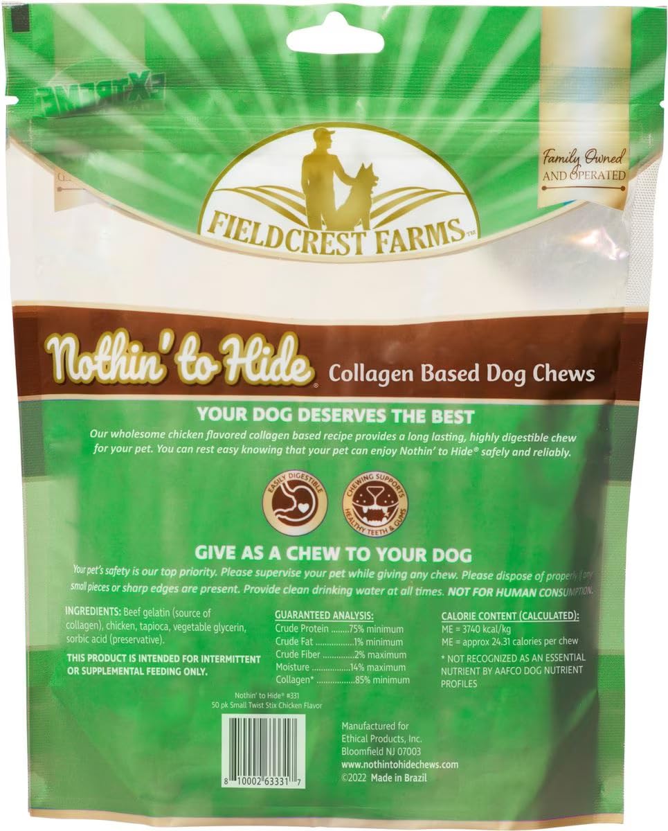 Fieldcrest Farms alternativa natural al cuero crudo para perros, digestión más suave.