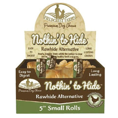 Fieldcrest Farms Nothin' to Hide Rollos de 5 pulgadas, sabor pollo, ideal para masticar y apoyar la digestión