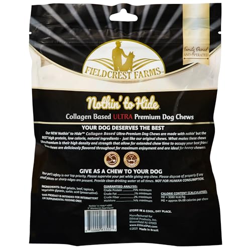 Fieldcrest Farms Nothin' to Hide Ultra Huesos 3 pulgadas, textura densa para masticadores activos.