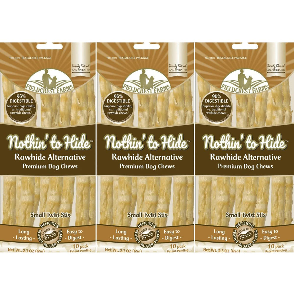 Fieldcrest Farms Nothing to Hide palitos twist mantequilla de maní, snack proteico para perros, fácil de digerir.
