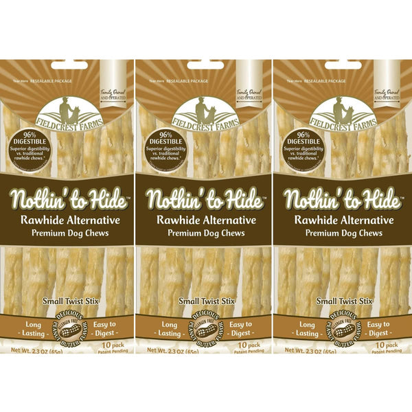 Fieldcrest Farms Nothing to Hide palitos twist mantequilla de maní, snack proteico para perros, fácil de digerir.