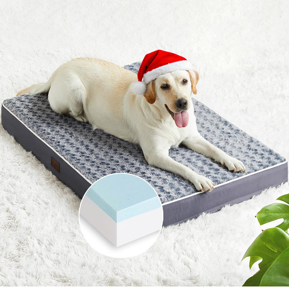 Figopage cama ortopédica gris, vista general para perros grandes.