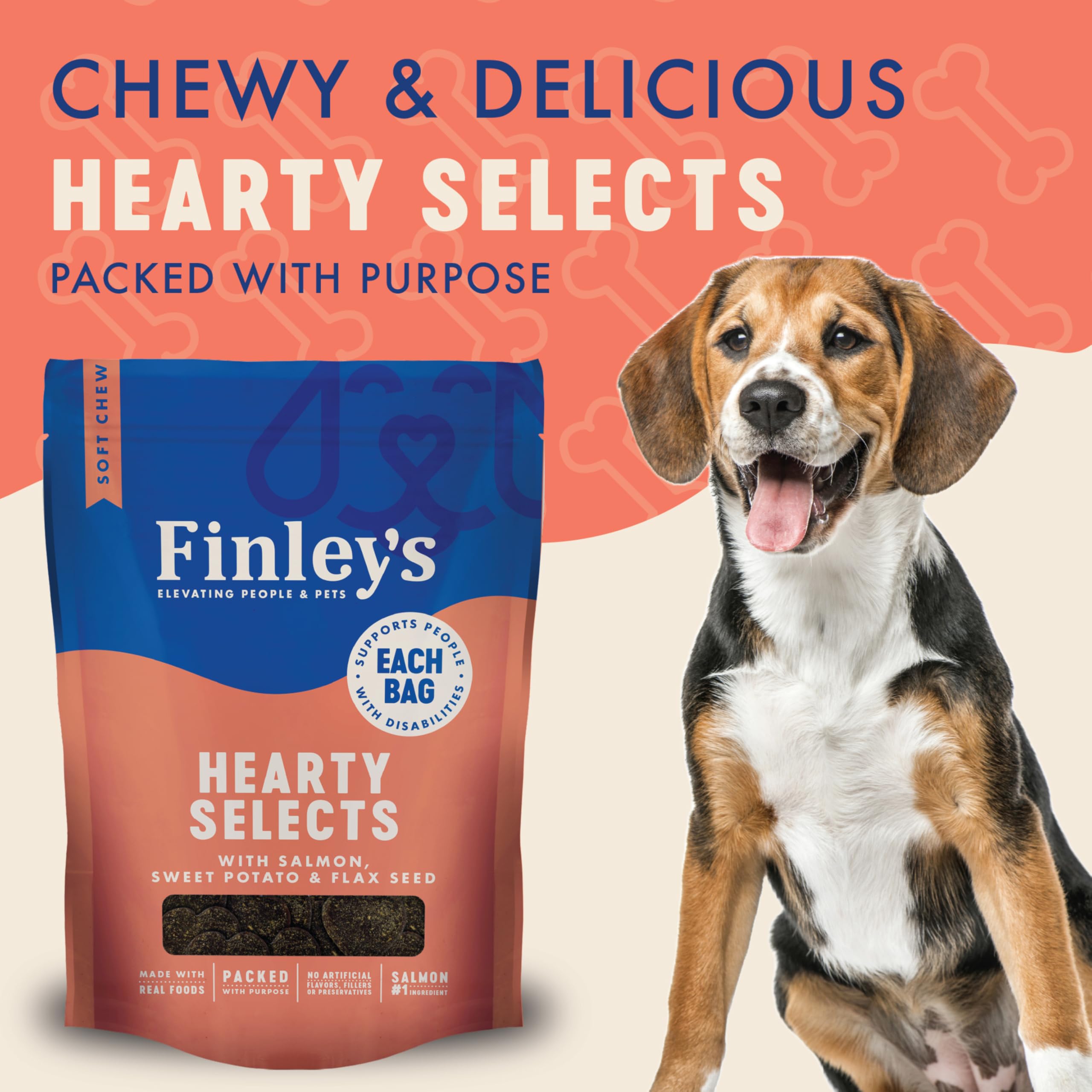 Finley's Hearty Bites: forma de corazón facilita porciones y entrenamiento.