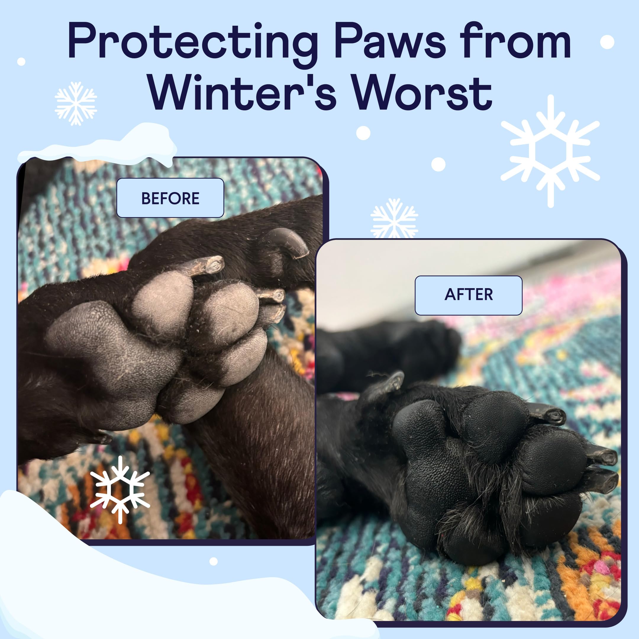 Finn Paw Hero Protección de patas frente a sal y nieve para paseos diarios.