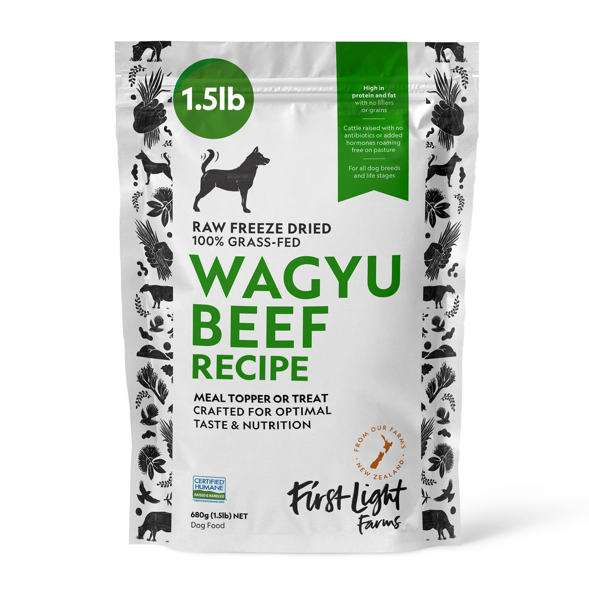 First Light Wagyu Complemento en bolsa de 1,5 lb para una nutrición premium.