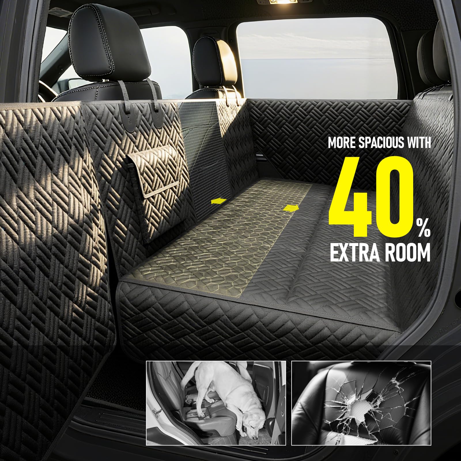 Impermeable y resistente a arañazos protege la tapicería del coche