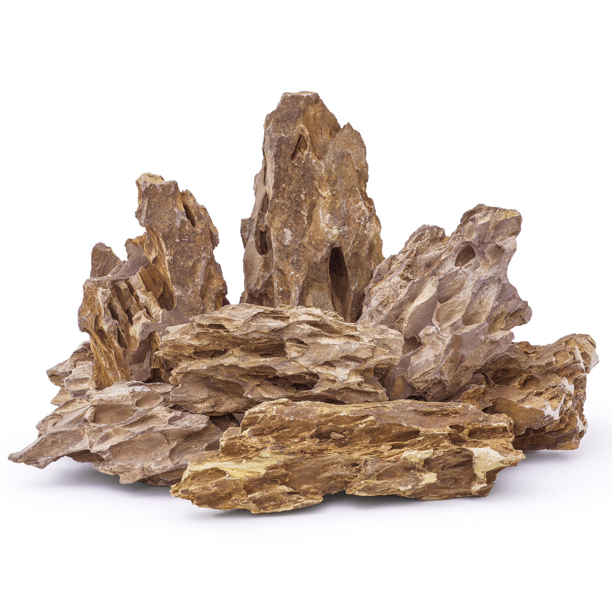 FISCAPE piedra dragón natural para acuario con textura escamada, ideal para paisajes submarinos.