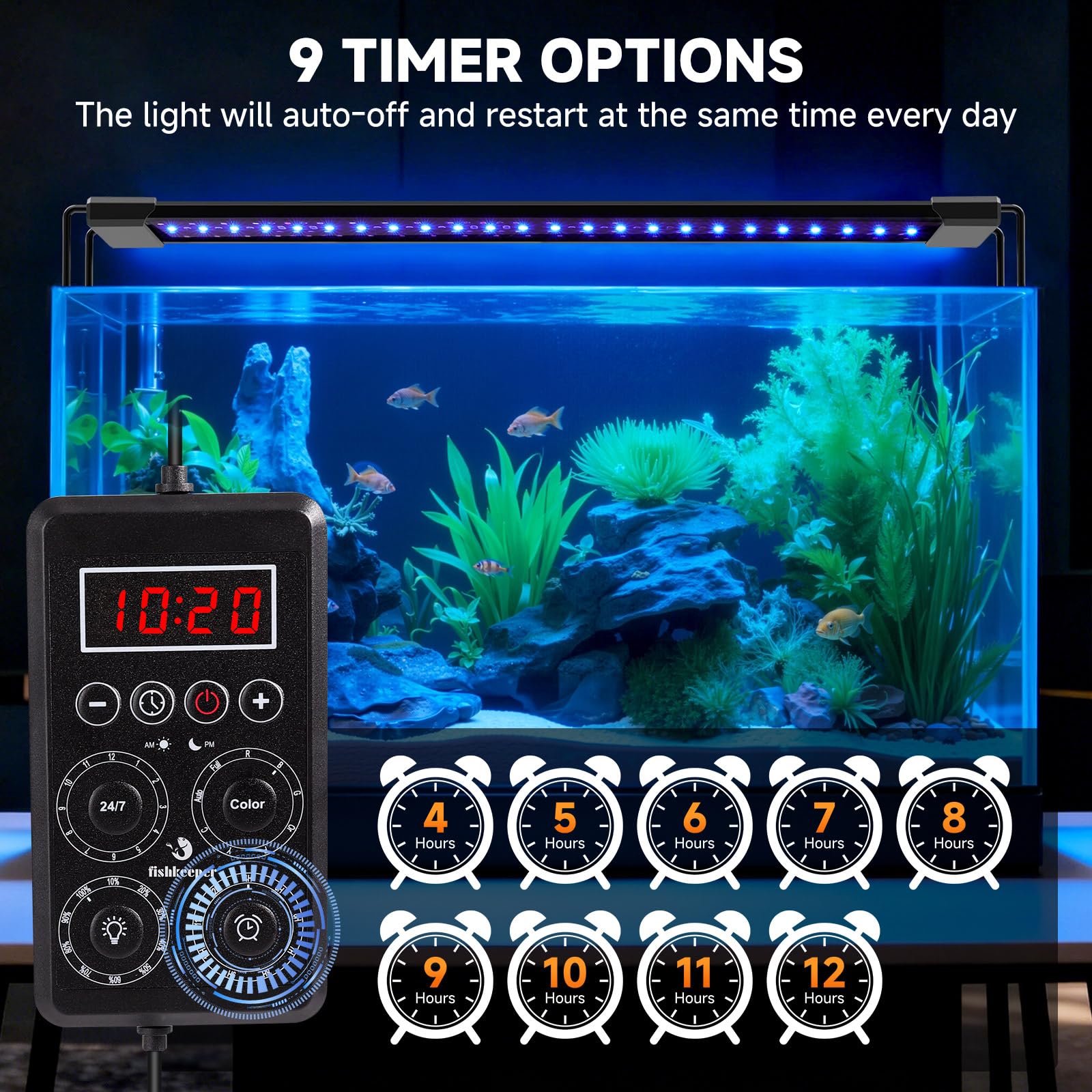 fishkeeper: IP68 a prueba de agua para uso seguro alrededor del acuario.