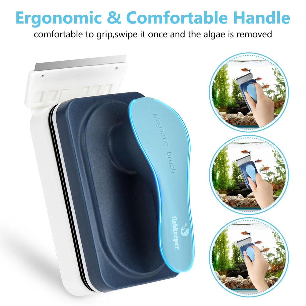 Fishkeeper mango ergonómico: agarre cómodo para sesiones de limpieza.