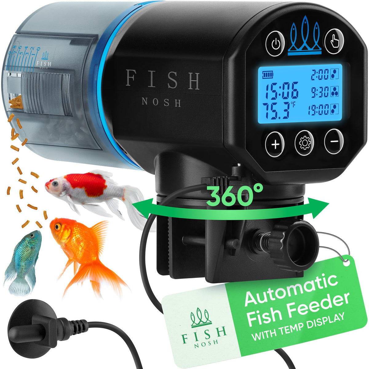 FISHNOSH alimentador automático para acuario con dosificación precisa.