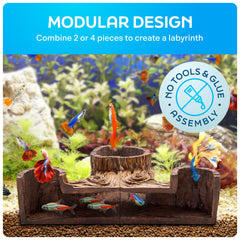 FISHNOSH cueva de pecera con diseño modular para acuario personalizable.
