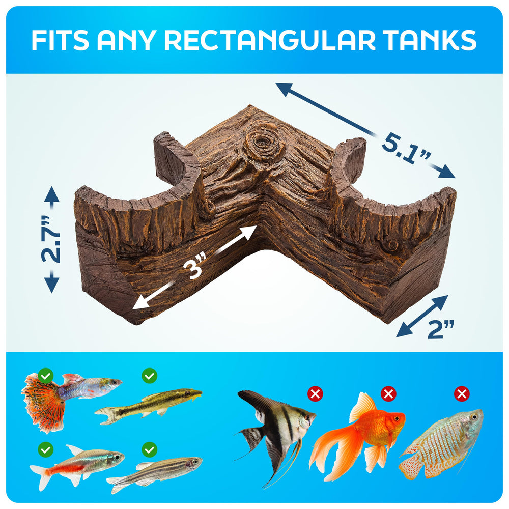 Cueva decorativa FISHNOSH para esquinas de peceras, sin herramientas.
