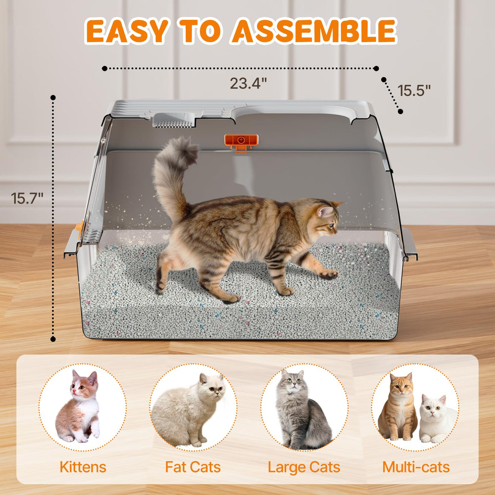 Fitrobust caja higiene gato acero inoxidable entrada frontal facilita el uso.