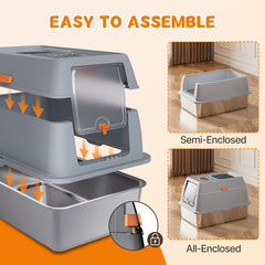 Fitrobust caja higiene gato acero inoxidable entrada superior facilita uso cómodo.