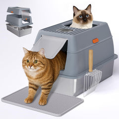 Fitrobust caja higiene para gatos con tapa de acero inoxidable para privacidad y limpieza.