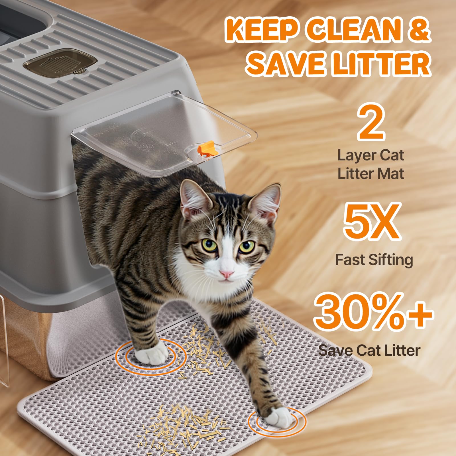 Fitrobust caja higiene gato alta capacidad 20L para gatos grandes.
