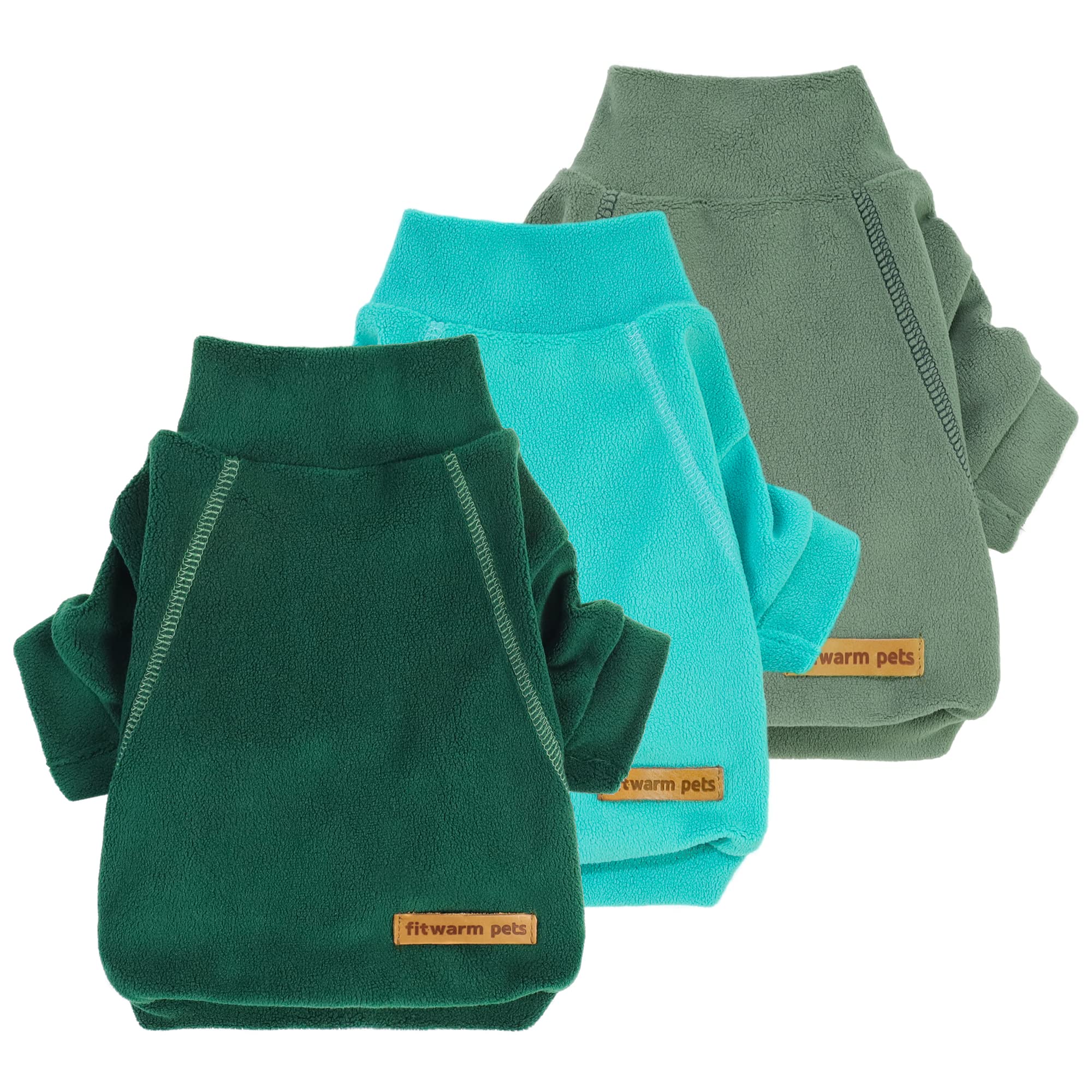 Fitwarm sudadera para perros pequeños, frente en verde oscuro, calor suave.