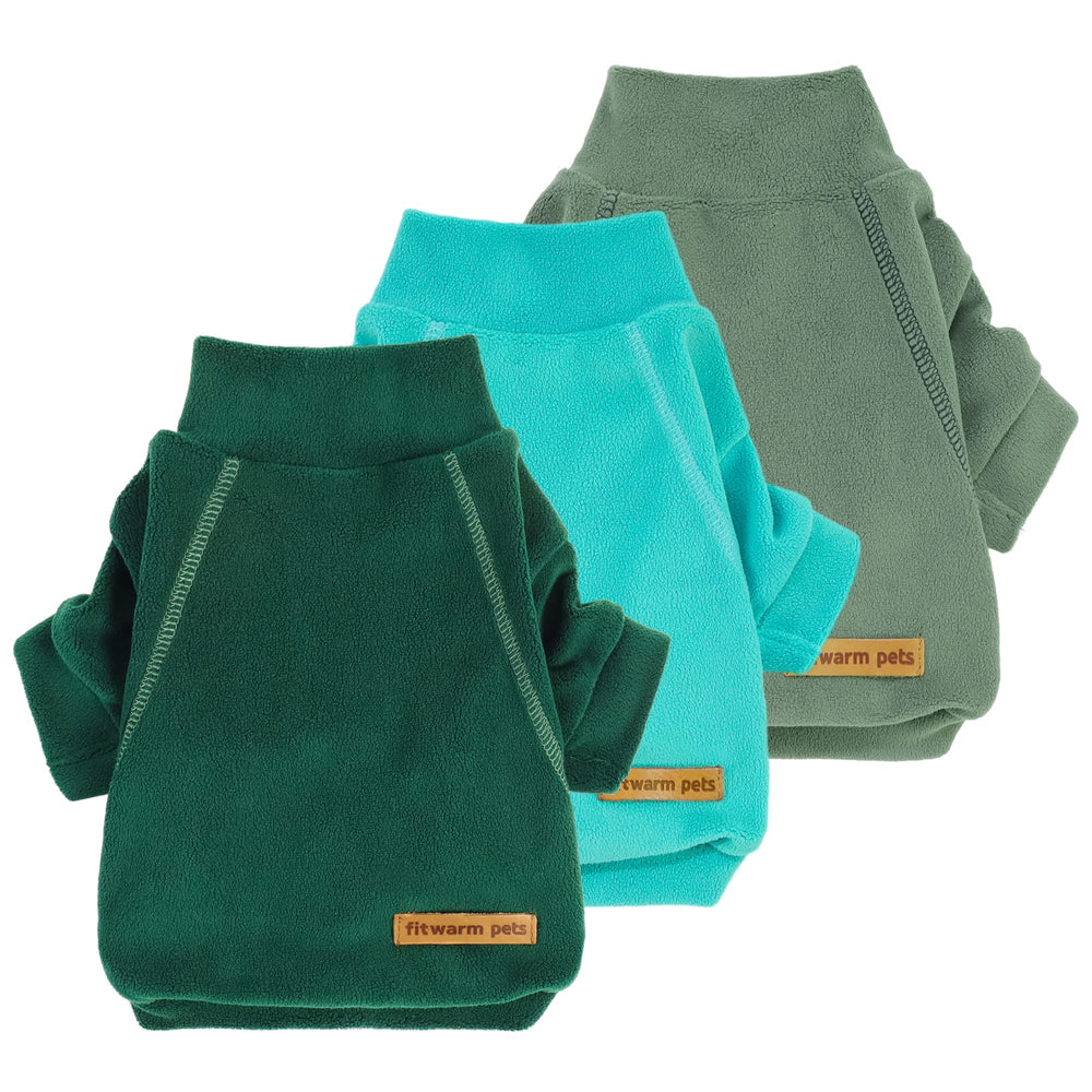Fitwarm sudadera para perros pequeños, frente en verde oscuro, calor suave.