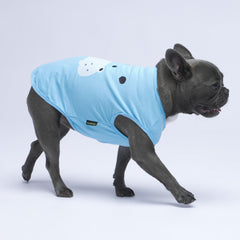 Camiseta azul de Fitwarm para perro pequeño con animales divertidos, ideal para verano.