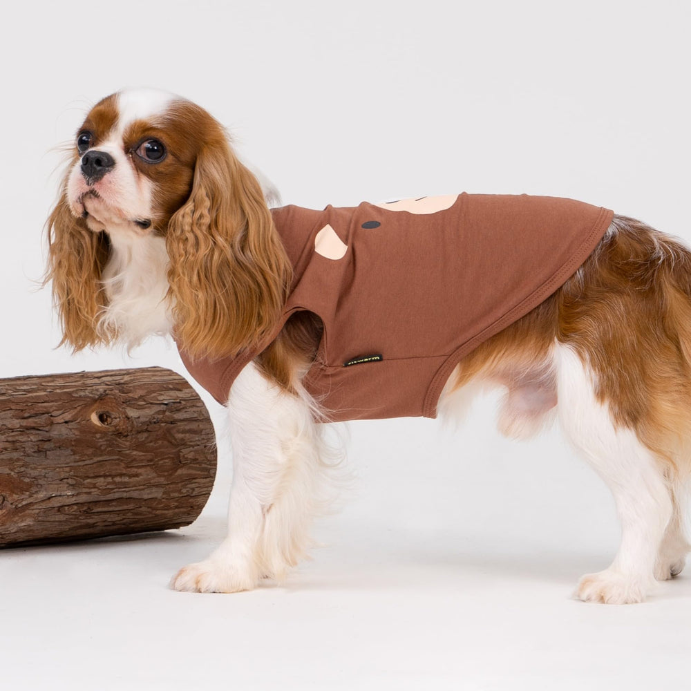 Camiseta para perro marrón, tela suave y transpirable.