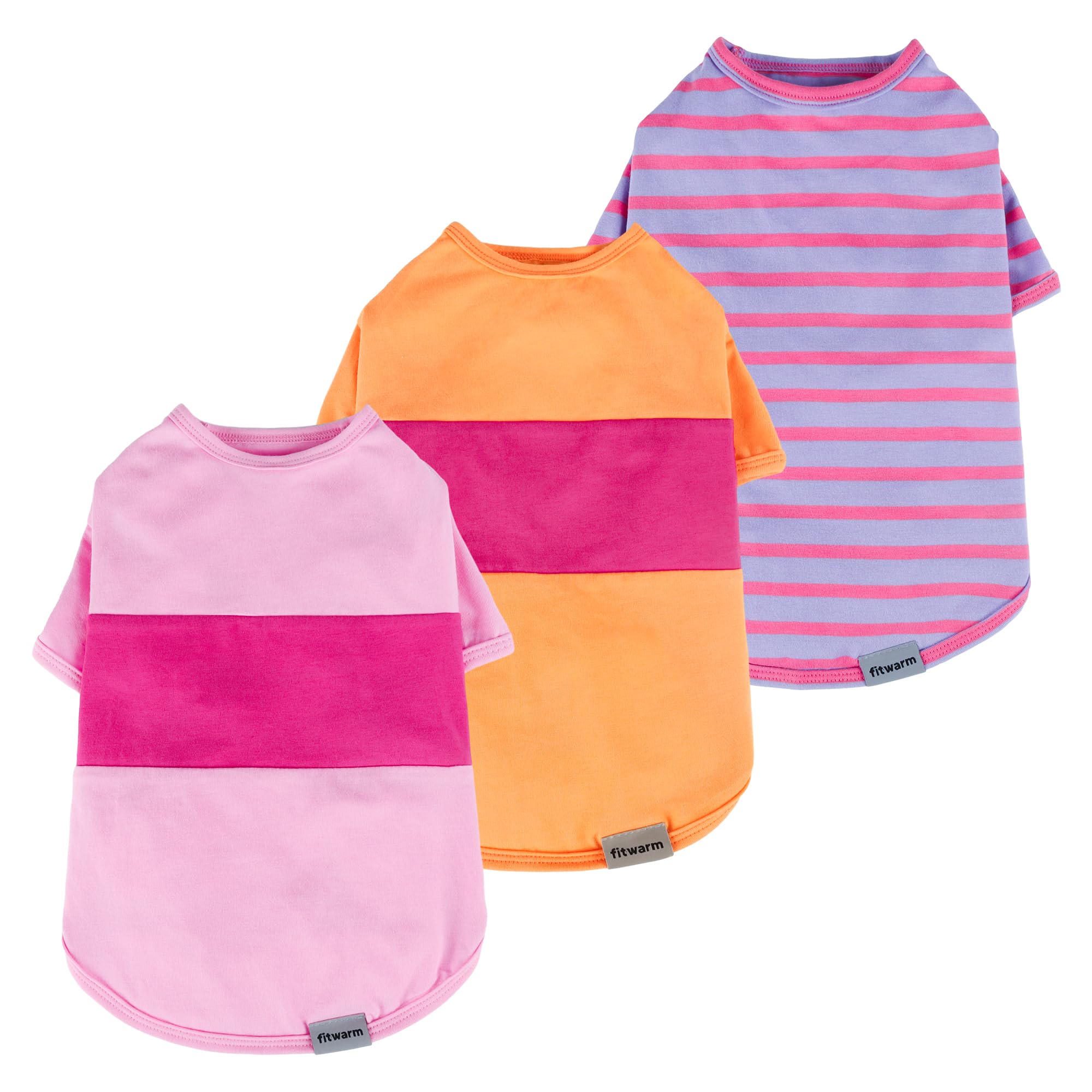 Fitwarm camisetas para perro color block rosa, suave y transpirable para paseos de verano.