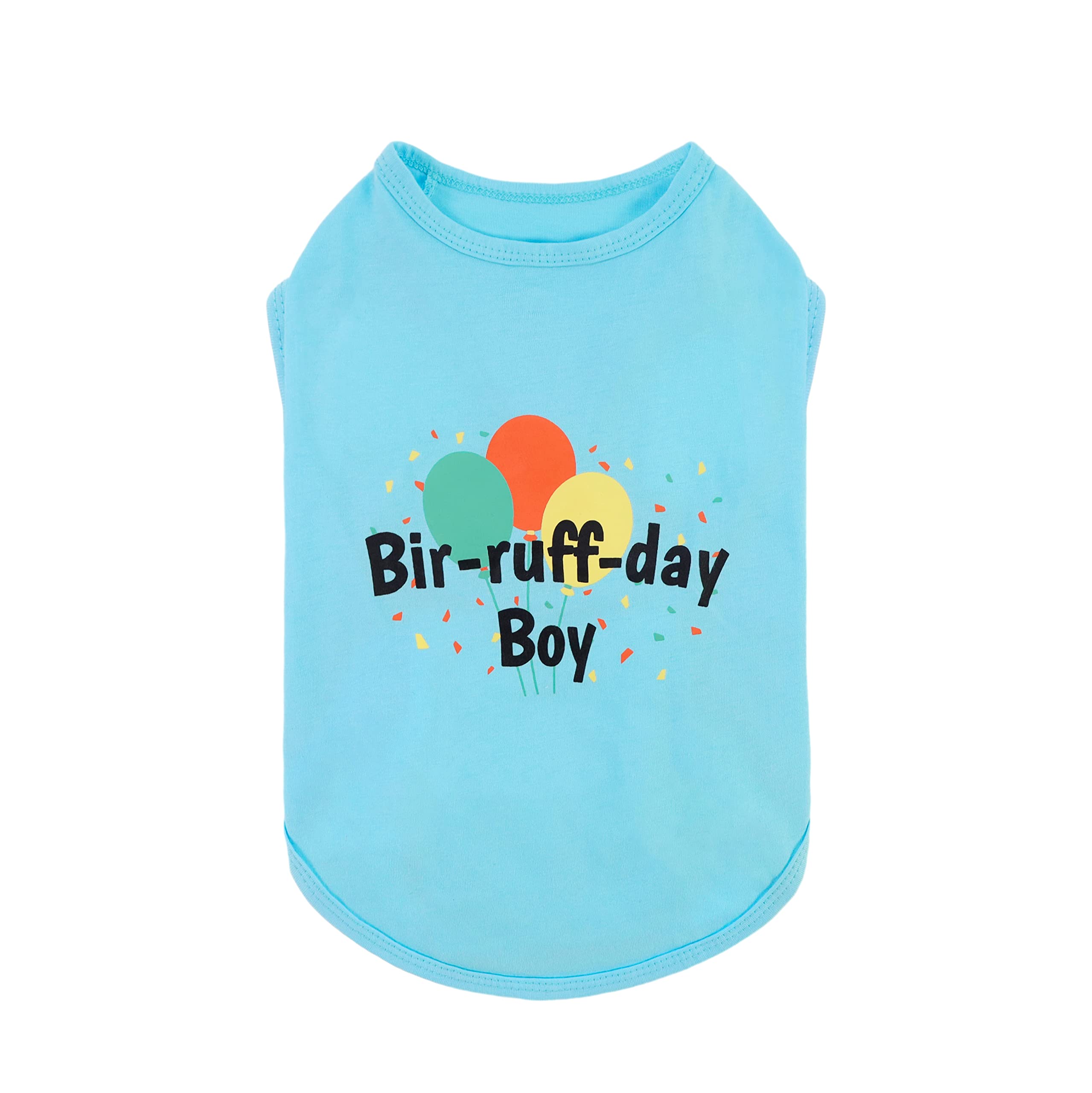 Camiseta Fitwarm para perro con diseño de cumpleaños y globos, ideal para fotos.