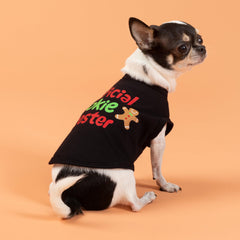 Fitwarm camiseta canina negra con estampa jengibre para navidad