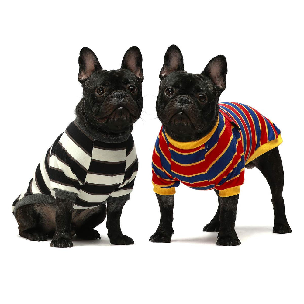 Fitwarm camisetas rayadas para perro blanco y negro, suave y transpirable.