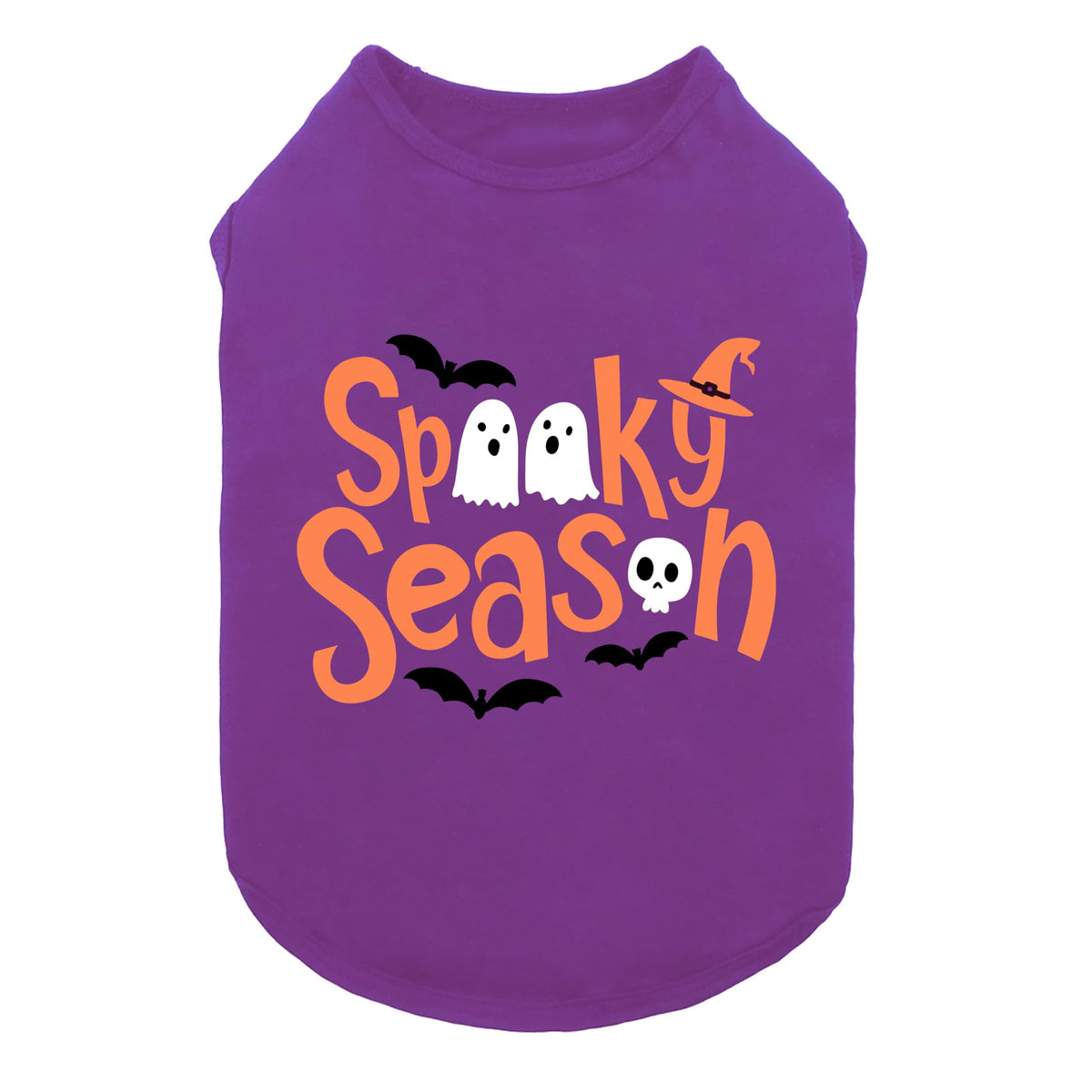 Fitwarm camiseta perro temporada espeluznante con fantasmas y murciélagos, ideal para Día de Brujas