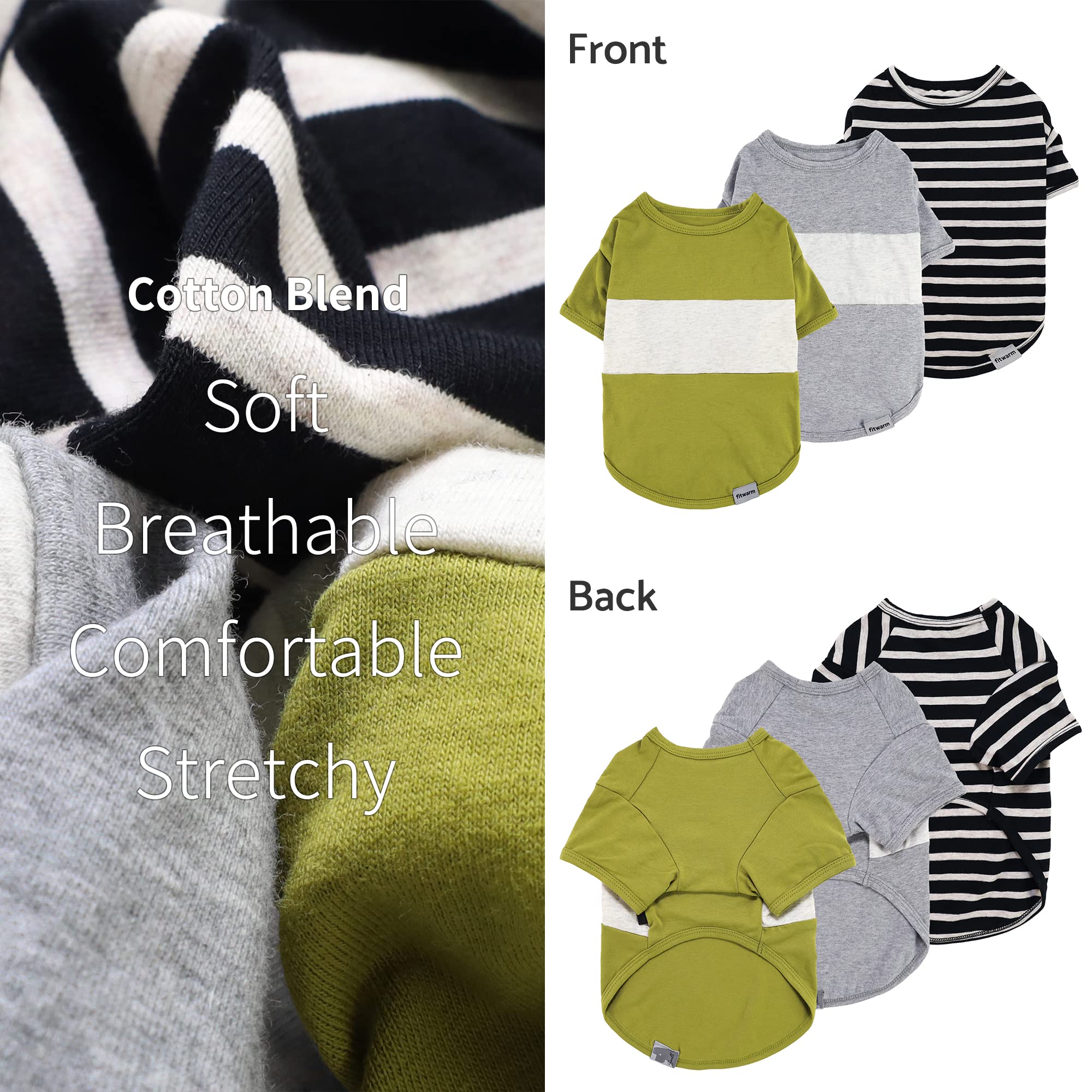 Fitwarm conjunto de tres camisetas para perros pequeños en colores veraniegos.