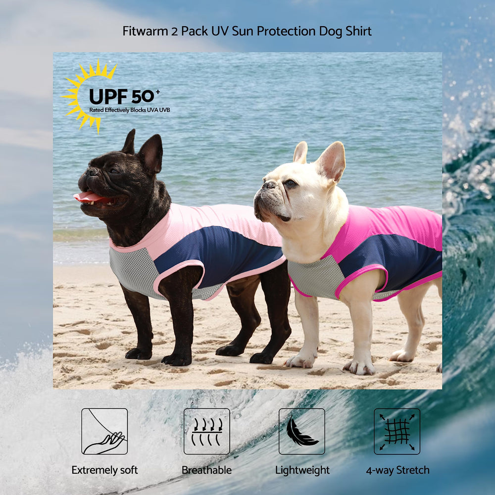 Fitwarm dos-pack camiseta, diseño color block rosa, vista lateral, ideal para paseos.