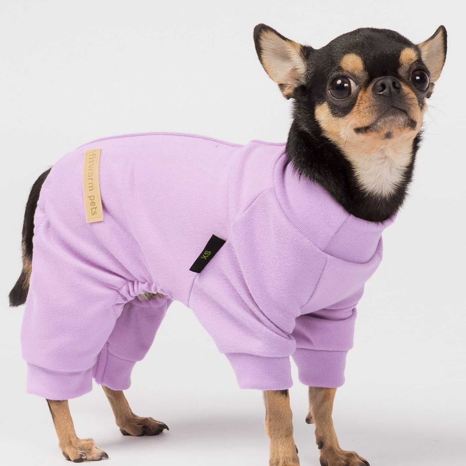 Fitwarm pijama para perro de felpa, vista trasera, mantiene calor cómodo