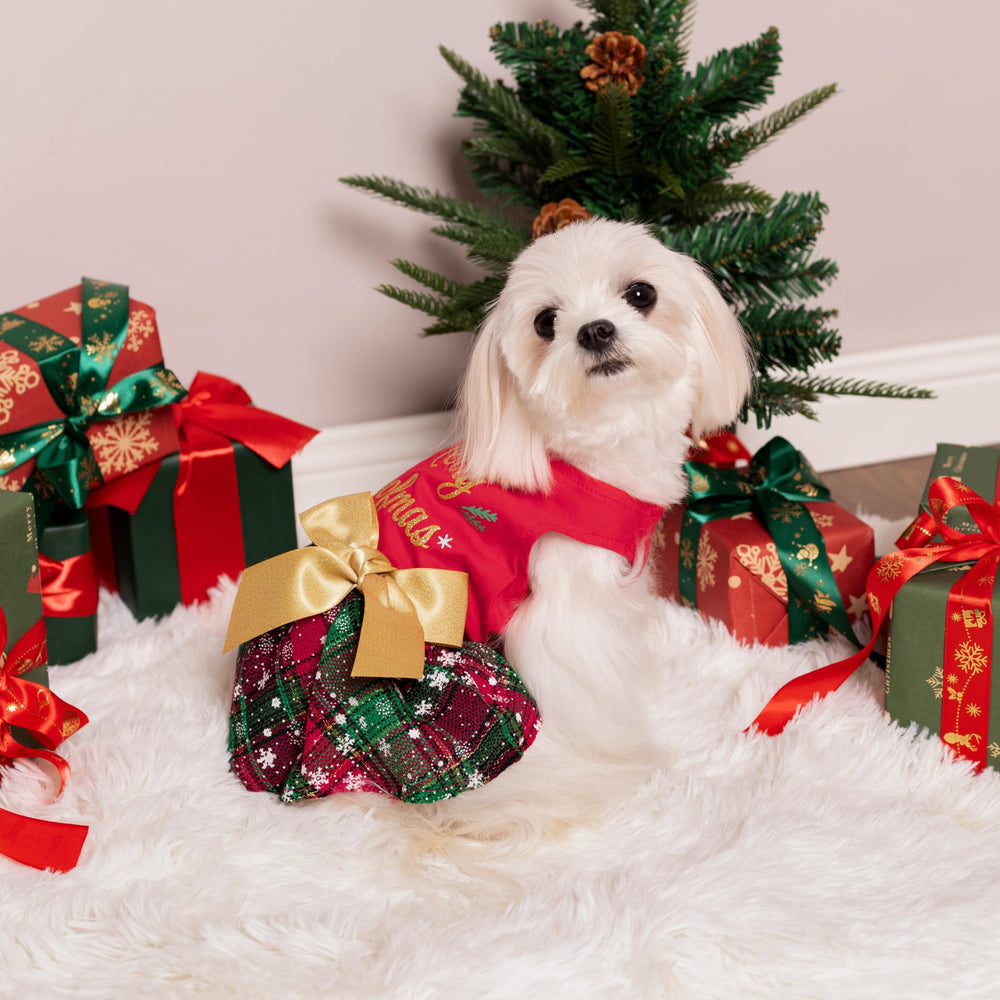 Fitwarm Merry Woofmas tela suave, primer plano de textura acolchada para uso diario.