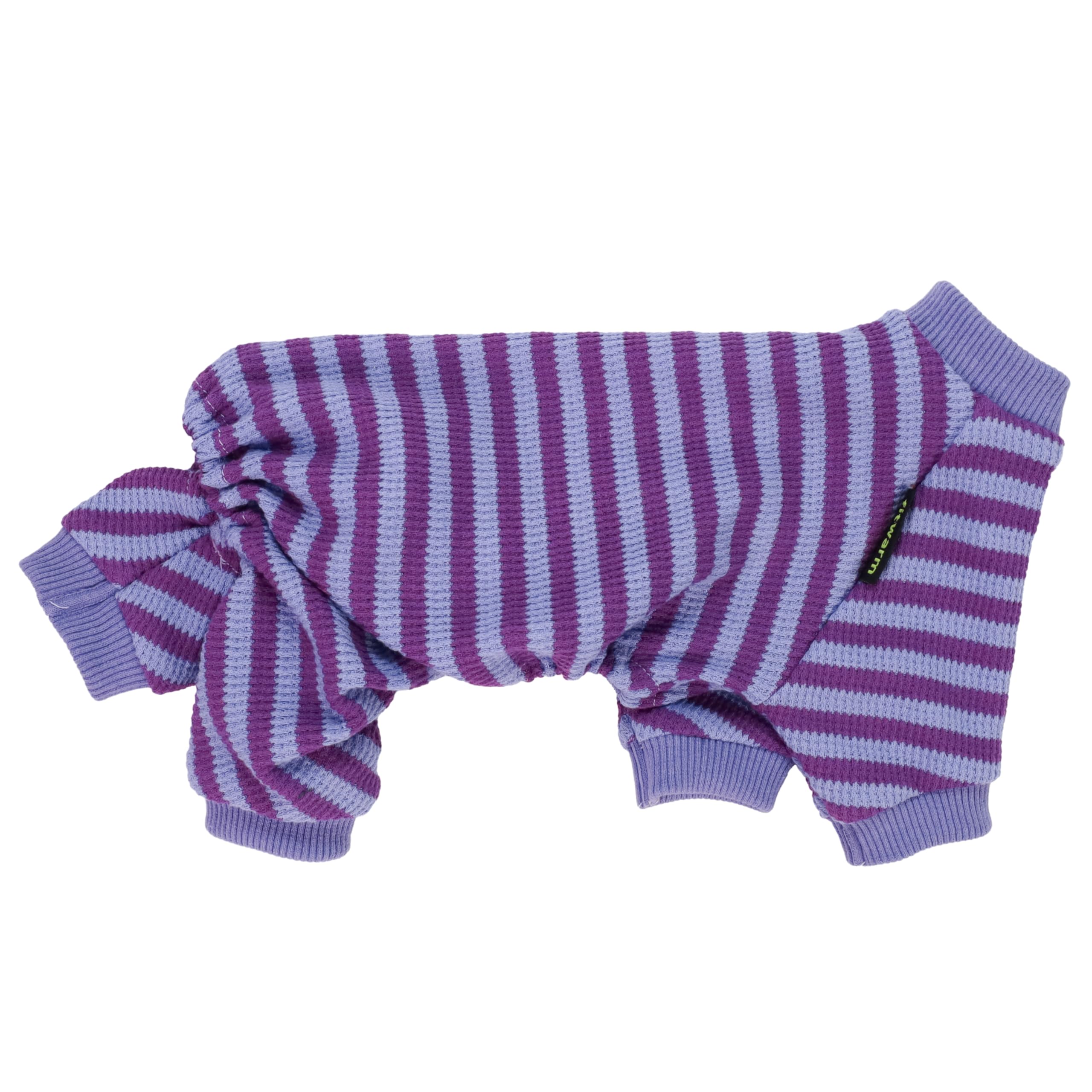 Fitwarm pijama para gato pequeño con rayas moradas; ideal para descanso diario