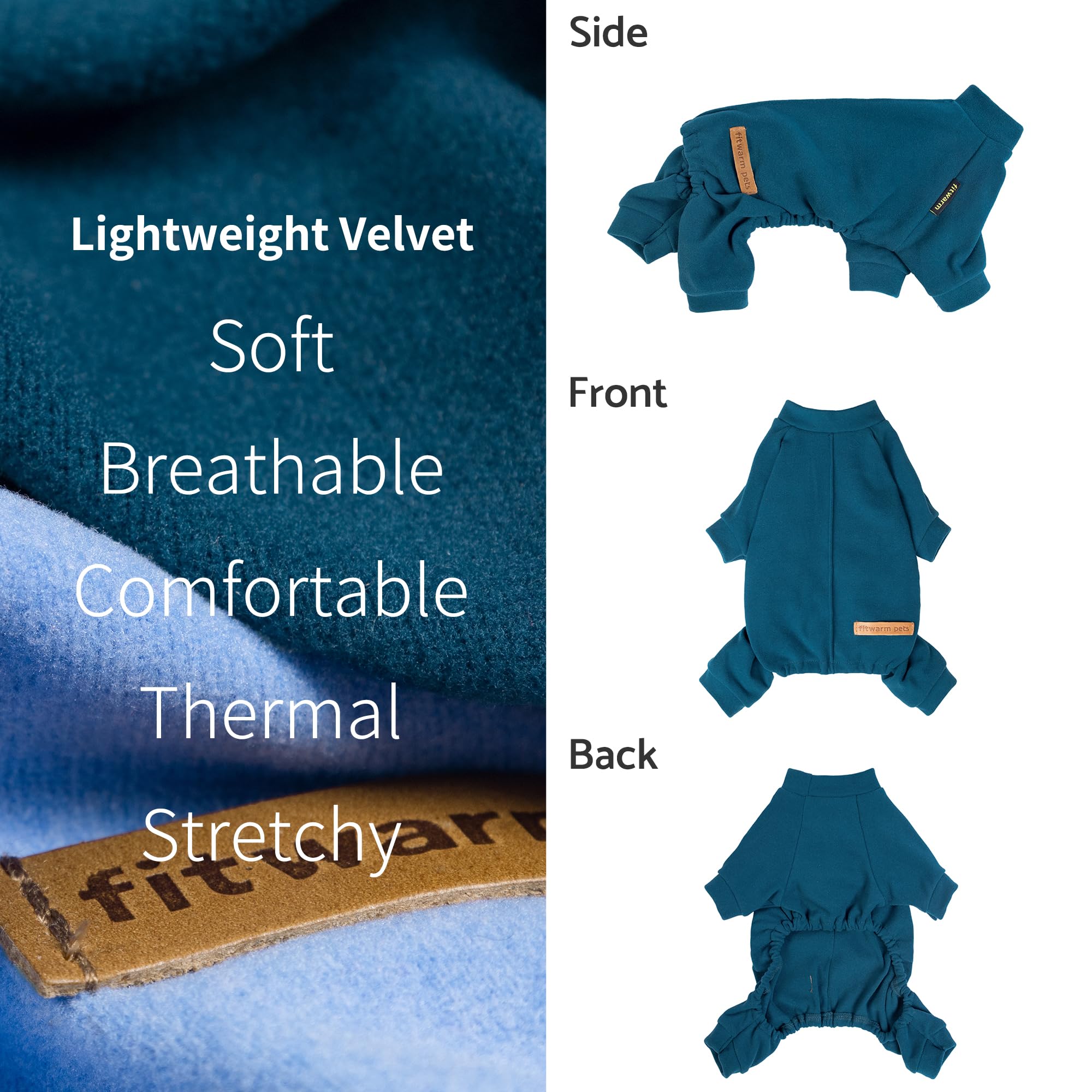 Fitwarm pijama de felpa, ajuste cómodo y fácil de poner para mascotas