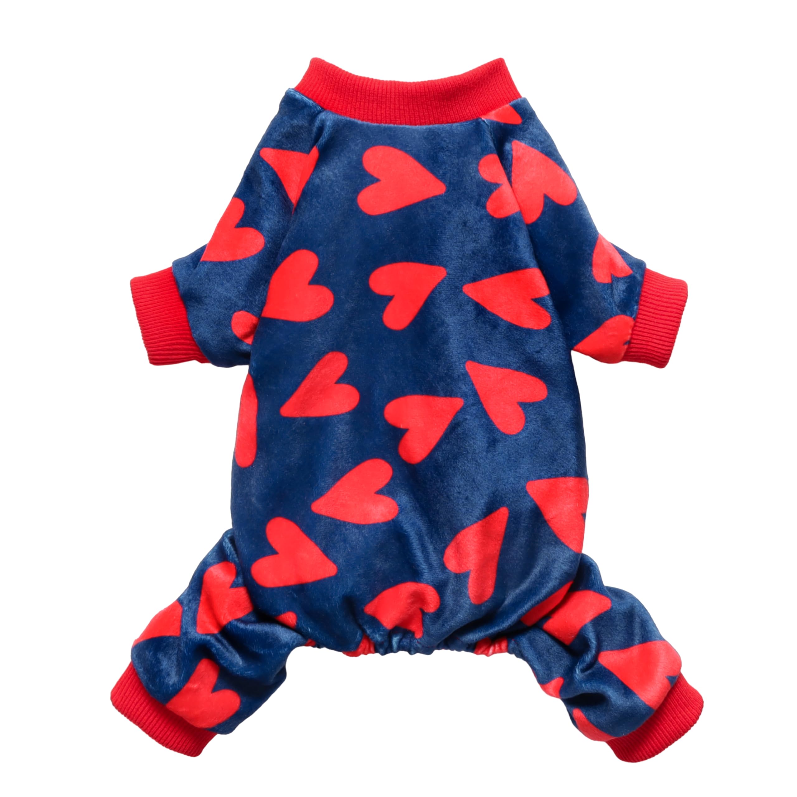 Fitwarm pijama para perro azul con corazones, confort ligero en casa.