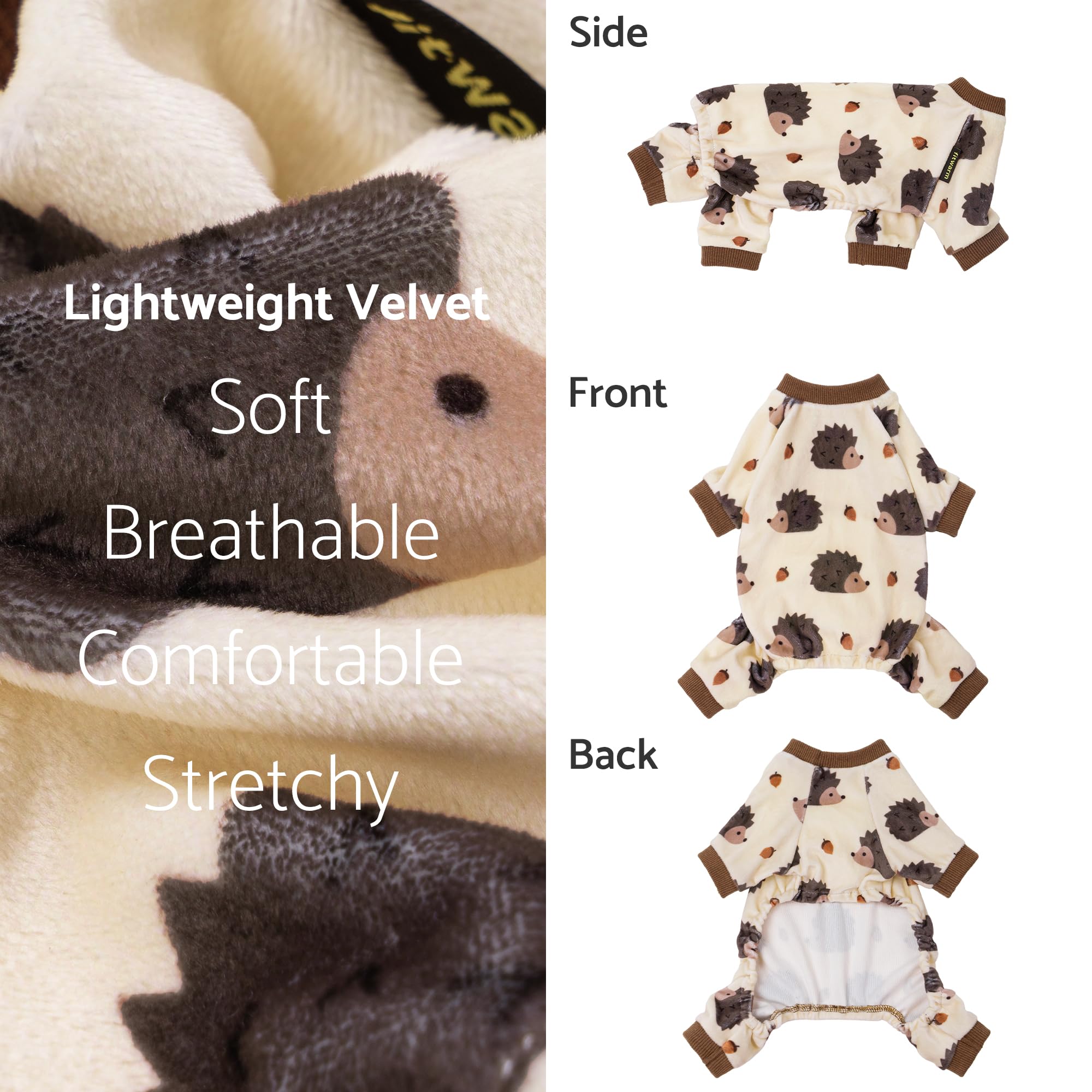Fitwarm pijama para perro erizo puños rib, ajuste fácil de colocar.